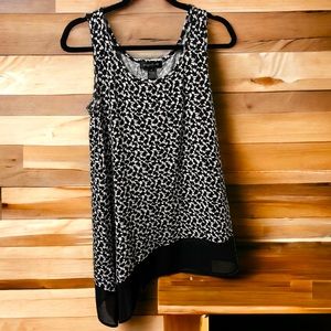 August Silk Black & White Asymmetrical Tank Top